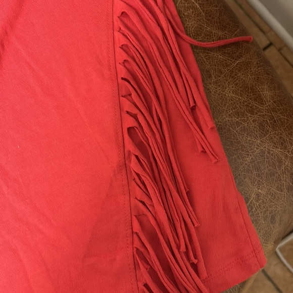 NWT Electric Pink Women’s “I 🩷 AMERICA Tank Top with Fringe around sides of top - Picture 5 of 8